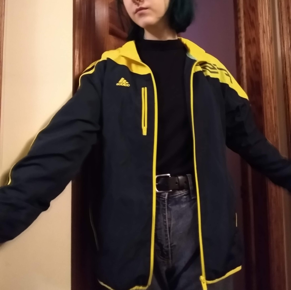 Yellow and black Adidas windbreaker jacket